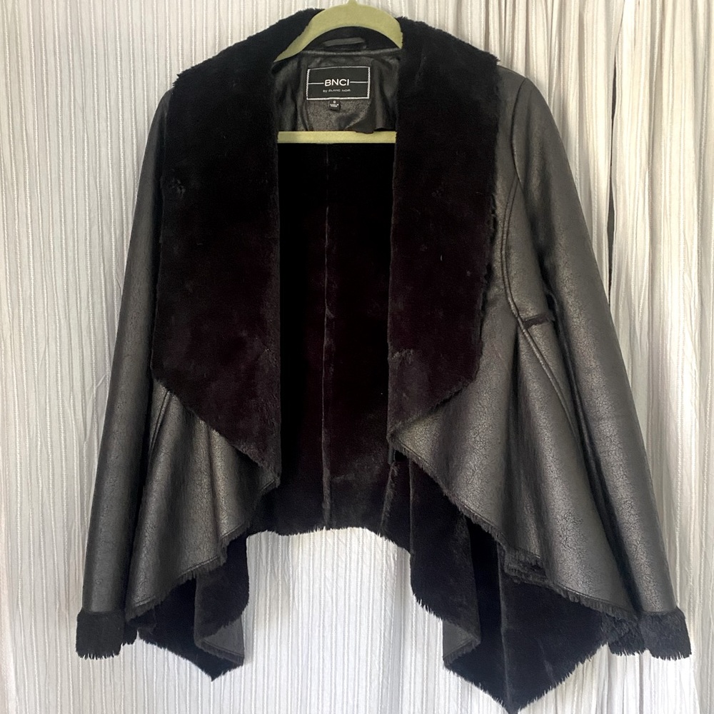 ‘Leather’ and ‘fur’ Blanc Noir jacket